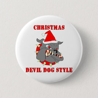 Marine corps kerstduivel Dog Style Ronde Button 5,7 Cm