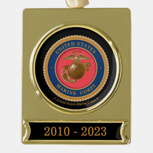 Marine Corps Seal Verguld Banner Ornament