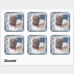 Marine Corps Veteraan Logo Embleem Vierkante Sticker