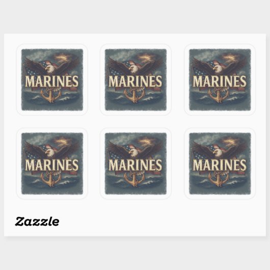Marine Corps Veteraan Logo Embleem Vierkante Sticker (Vel)