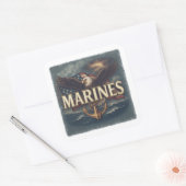 Marine Corps Veteraan Logo Embleem Vierkante Sticker (Envelop)