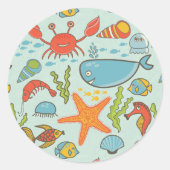 Marine Creature Pattern Ronde Sticker (Voorkant)