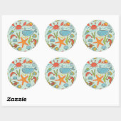 Marine Creature Pattern Ronde Sticker (Vel)