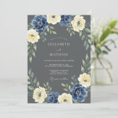 Marine Crème Botanische Boog Bruiloft Kaart (Staand voorkant)