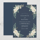Marine Crème Loof Eucalyptus Bruiloft Kaart (Voorkant / Achterkant)