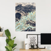 Marine Crème Oceaangolf Poster (Thuiskantoor)