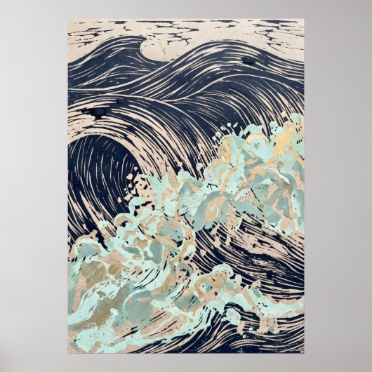 Marine Crème Oceaangolf Poster (Voorkant)