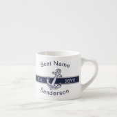 Marine Custom Nautical Anchor Navy Blue Espresso Kop (Rechts)
