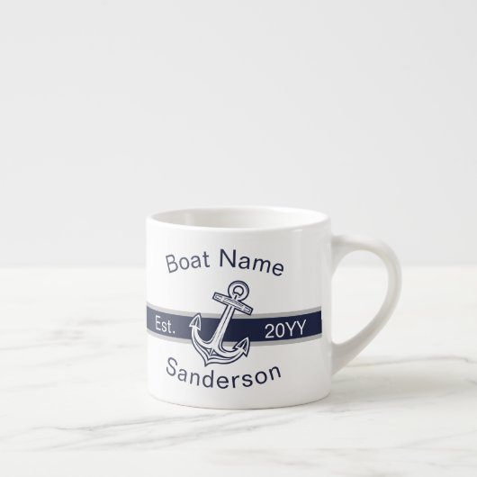 Marine Custom Nautical Anchor Navy Blue Espresso Kop (Rechts)