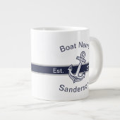 Marine Custom Nautical Anchor Navy Blue Grote Koffiekop (Voorkant rechts)
