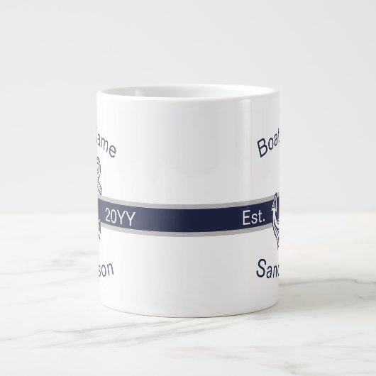 Marine Custom Nautical Anchor Navy Blue Grote Koffiekop (Voorkant)