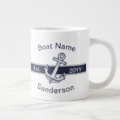 Marine Custom Nautical Anchor Navy Blue Grote Koffiekop (Rechts)