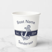 Marine Custom Nautical Anchor Ocean Navy Blue Papieren Bekers (Achterkant)