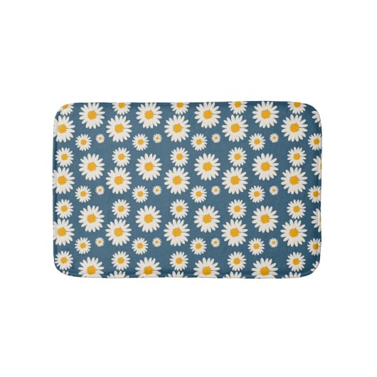 Marine Daisy Floral Bohemian Botanische Patroon Badmat (Voorkant)