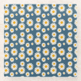 Marine Daisy Floral Bohemian Botanische Patroon Glazen Onderzetter