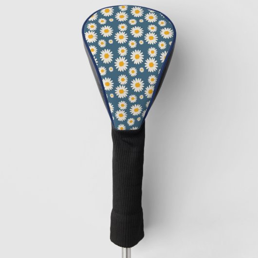 Marine Daisy Floral Bohemian Botanische Patroon Golfheadcover (Voorkant)