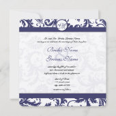 marine Damask Swirls Wedding Invitation Kaart (Voorkant)
