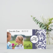 Marine Damast Save the Date (Staand voorkant)