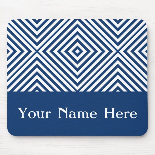 Marine Diamant Chevron met aangepaste naam Muismat (Voorkant)