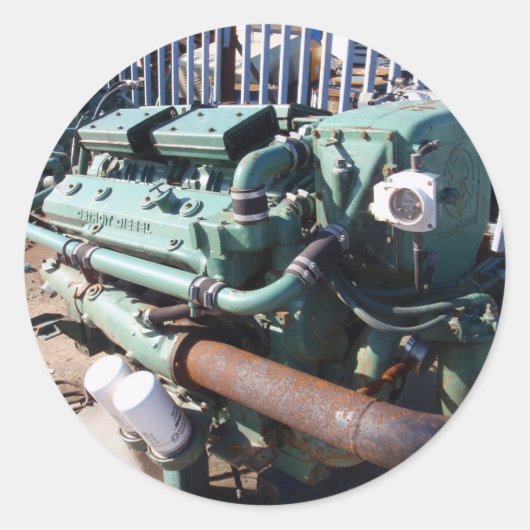 Marine Diesel Engine Ronde Sticker (Voorkant)