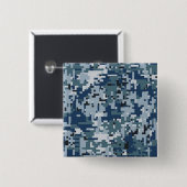 Marine Digitaal Camo Camouflage Decor Vierkante Button 5,1 Cm (Voorkant /achterkant)