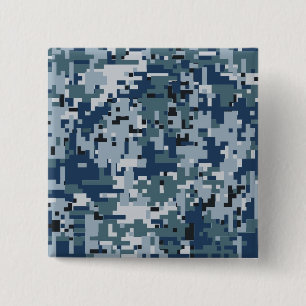 Marine Digitaal Camo Camouflage Decor Vierkante Button 5,1 Cm