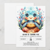 Marine digitale chique schildpad jongen verjaardag kaart (Voorkant / Achterkant)