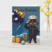marine dog birthday Folded Greeting Card Kaart (Gele Bloem)