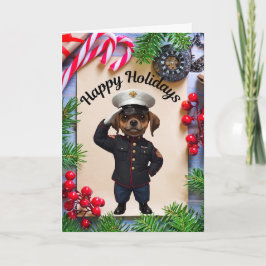 marine dog Christmas holiday Folded Holiday Card Feestdagen Kaart