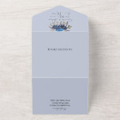 Marine & Dusty Blauw Bloemen Foto Bruiloft All In One Uitnodiging (Buitenkant)