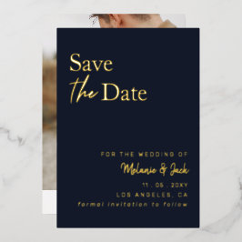 Marine Eenvoudige Calligrafie Foto Save The Date Folie Uitnodiging
