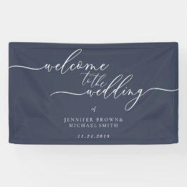 Marine Eenvoudige Romantische Calligrafie Welkom B Spandoek