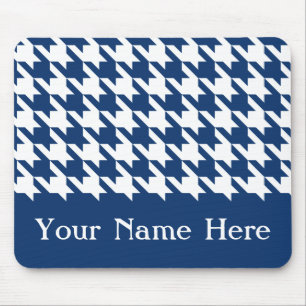 Marine elegant houndstooth met eigen naam muismat