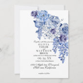 Marine Elegante Bloemen Klassieke Huwelijk Kaart (Voorkant)