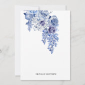 Marine Elegante Bloemen Klassieke Huwelijk Kaart (Achterkant)