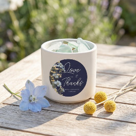 Marine Elegante Bloemige Trouw Ronde Sticker