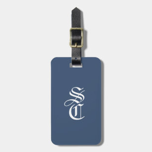 Marine Elegante Gotische Monogramnaam Middeleeuwse Bagagelabel