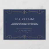 Marine elegante moderne klassieke bruiloft detail  informatiekaartje (Voorkant)