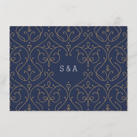 Marine elegante moderne klassieke bruiloft detail  informatiekaartje (Achterkant)