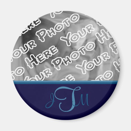 Marine Elegante Monogram Magneet (Voorkant)