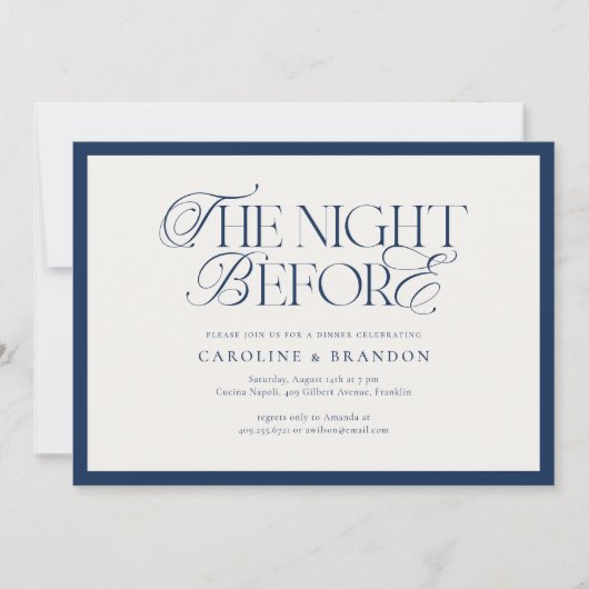 Marine Elegante Script Proefbruiloft Dinner Kaart (Voorkant)