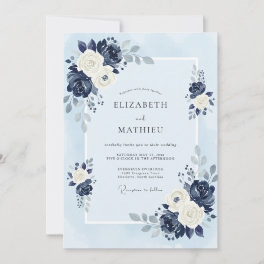 Marine Elegante Winterhuwelijk Kaart (Voorkant)