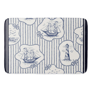 Marine Elements Blue White Lighthouse Ship Badmat