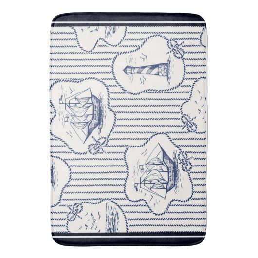 Marine Elements Blue White Lighthouse Ship Badmat (Voorkant Verticaal)