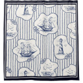 Marine Elements Blue White Lighthouse Ship Douchegordijn (Voorkant)