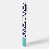 Marine en Aqua Tralies Monogram Case-Mate iPhone Case (Achterkant / Rechts)
