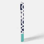 Marine en Aqua Tralies Monogram Case-Mate iPhone Case (Achterkant / Links)