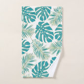 Marine en aqua tropische bladeren en monogram bad handdoek (Handdoek)