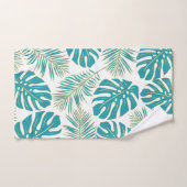 Marine en aqua tropische bladeren en monogram bad handdoek (Handdoek)