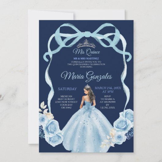 Marine en Blauwe Prinses Mis Quince 16e verjaardag Kaart (Voorkant)
